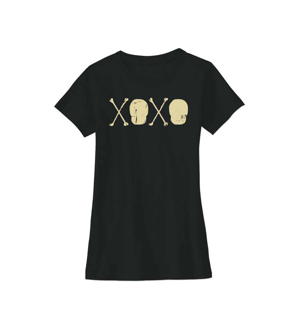 "Skull & Crossbones XOXO" Girls Black Tee
