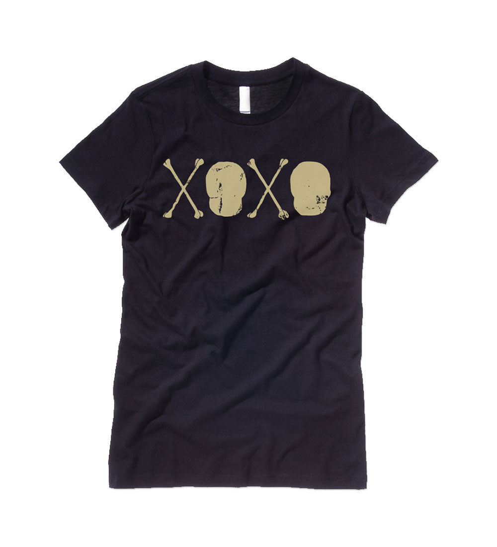 "XOXO - Skull and Crossbones" Black Womens Tee