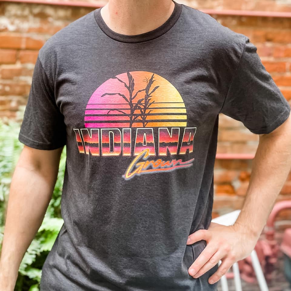 Indiana Grown Tee: Retro 80s Sunset Unisex Shirt